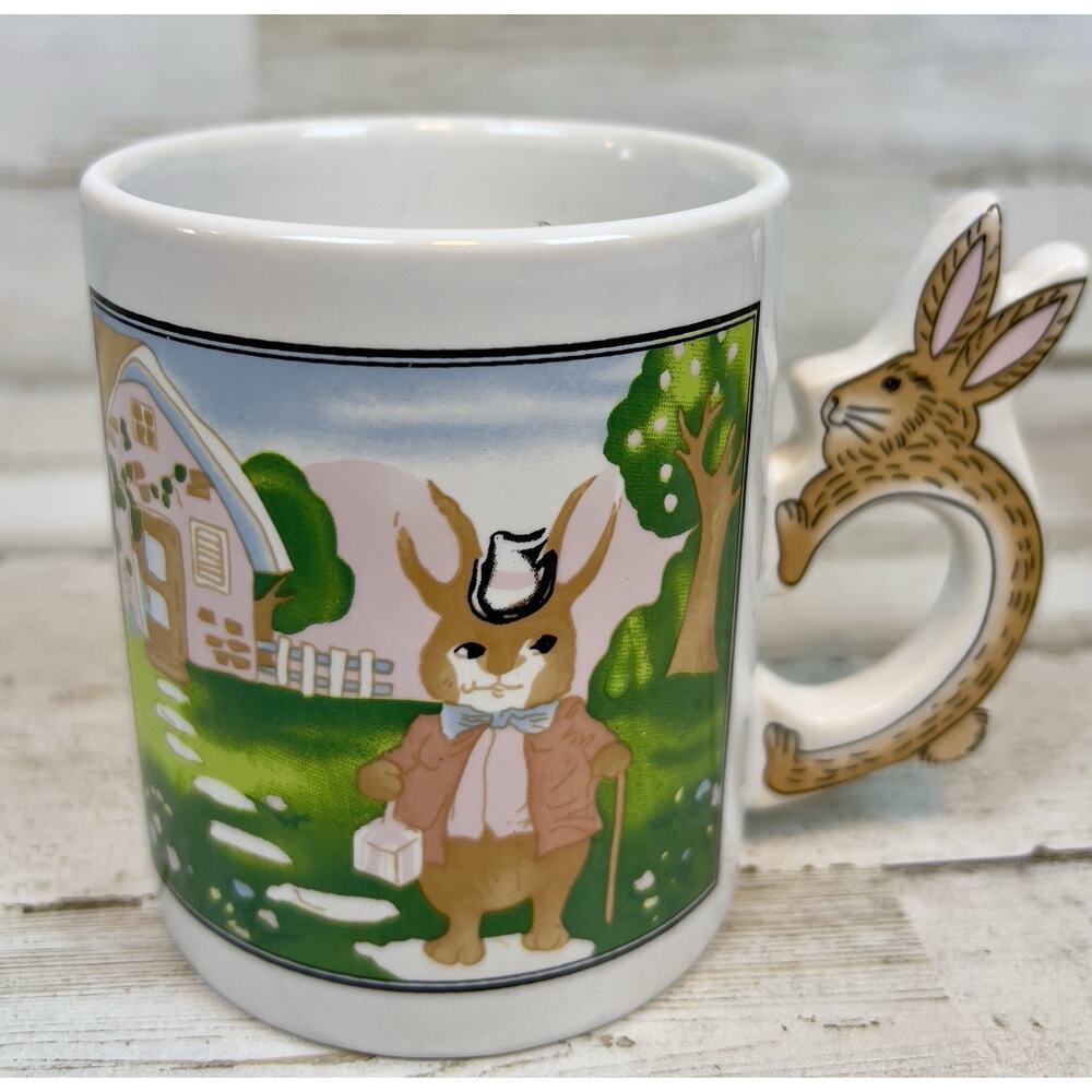Vintage Peter Rabbit Coffee Mugs Set of 4 Artmark Bunny Handles Beatrix Potter - Picture 3 of 9